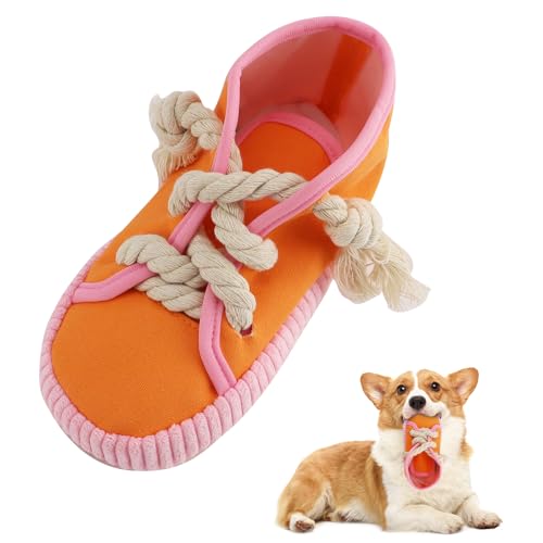 vocheer Dog Chew Toy, Dog Toys to Keep Them Busy Durable Teething Shoe Interactive Squeaky Puppy Toy,Small,Medium Breze, Machine Washable, Orange - color: 11cm orange