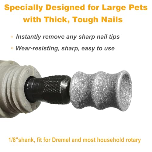 Extra Large Dog Nail Trimmer Bits for Dremel - Dog Nail Grinder Attachment for Large Pets with Thick, Tough Nails
