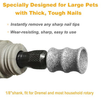 Extra Large Dog Nail Trimmer Bits for Dremel - Dog Nail Grinder Attachment for Large Pets with Thick, Tough Nails