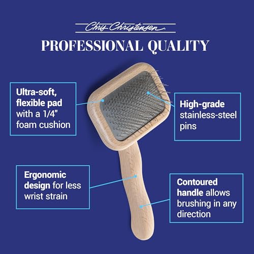 Chris Christensen Mark I Slicker Brush for Dogs, 12mm Pins, Groom Like a Pro, Handcrafted Lightweight Beechwood Ergonomic Handle, Stainless Steel Pins, A5I X-Small. Made in Germany. - size: Mark I Extra Small