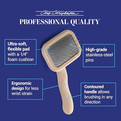 Chris Christensen Mark I Slicker Brush for Dogs, 12mm Pins, Groom Like a Pro, Handcrafted Lightweight Beechwood Ergonomic Handle, Stainless Steel Pins, A5I X-Small. Made in Germany. - size: Mark I Extra Small
