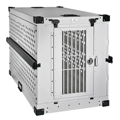 K9 Kennel Boss Aluminum Collapsible Dog Crate, Heavy Duty Folding Kennel - Large (White) - color: White, size: 41.6"L x 29.7"W x 33.9"H