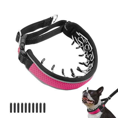 Martingale No Pull Dog Collar for Large Medium Dogs Training Walking, Heavy Duty Nylon Reflective Adjustable Anti Pull Slip Collar with Buckle S Hot Pink - color: Hot Pink, size: S (11"-15" Neck, 1.5" Wide)