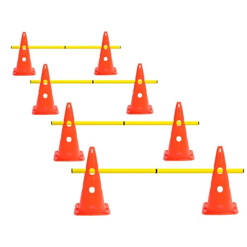 15 Inch Speed Agility Hurdles and Cones Set with 3 Height Level Detachable Jumping Hurdles for Beginner, Dog Training - color: Orange
