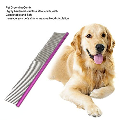Greyhound Comb For Dogs, Metal Dog Comb Dog Combs with Rounded Ends Dog Comb Cat Comb For Removing and Knots Grooming Tool For Long Short Haired Dog (Purple 19cm/7.5in) - size: Purple 19cm/7.5in