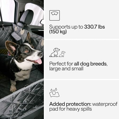 WONDER FAMILY Waterproof Dog Car Seat Cover for Back Seat with Hard Bottom Inserts (White, Standard-Car/SUV/Small Truck)