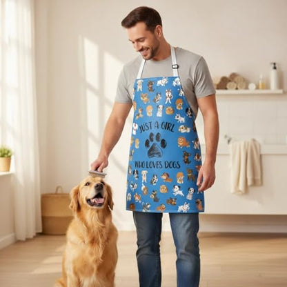 2 Pack Dog Grooming Waterproof Apron with Pockets, Dog Grooming Smock Apron for Groomers Women Pet Shop Work Clothes Bibs (Blue Black)