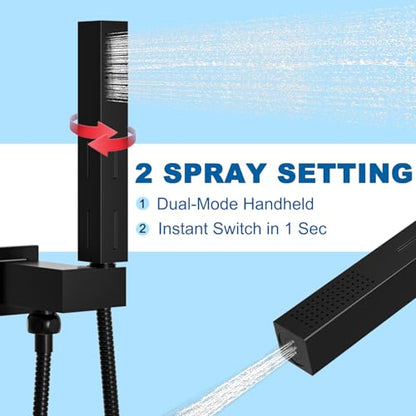 Matte Black Brass 2 in 1 Function Handheld Shower Sprayer Head with 59" Long Flexible Hose Attachment and Adjustable Shower Wand Holder - color: Matte Black