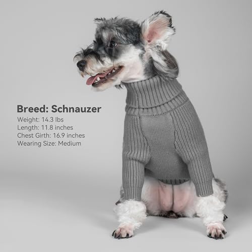 cyeollo Small Dog Sweater with Long Sleeves Turtleneck Knitted Warm Dog Clothes Puppy Sweaters for Small Dogs, Grey S - color: Grey, size: Small