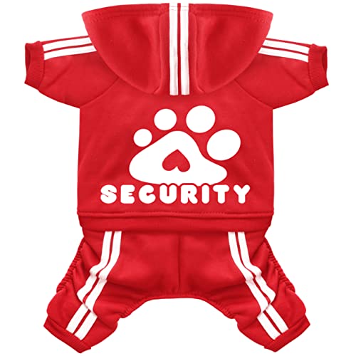 Dog Hoodie Security Clothes 4 Legs Jumpsuit Sweatshirt Hoodies Soft & Warm Dog Outfit Pullover Dog Winter Clothes Sweater for Small Medium Large Dogs Cats (Red, Small) - color: Red, size: Small