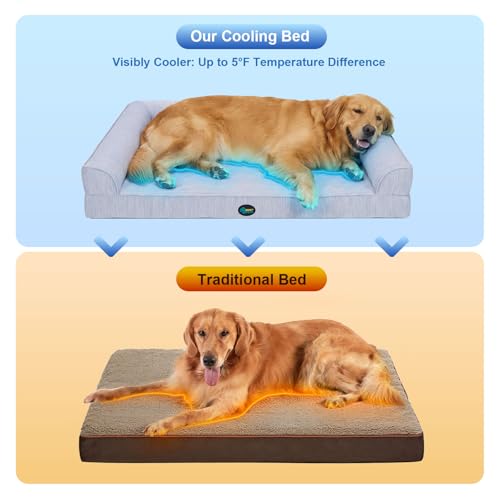Ownpets Cooling Dog Bed for Large Dogs, 48"x32" Orthopedic Foam Pet Bed with Bolsters, Removable Washable Cover, Protective Inner Liner, Non-Slip Bottom - size: XL(48" x 32")