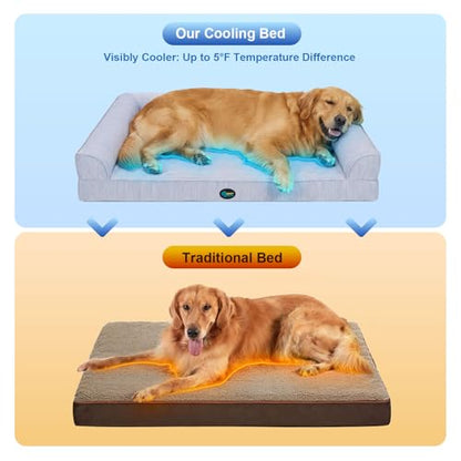 Ownpets Cooling Dog Bed for Large Dogs, 48"x32" Orthopedic Foam Pet Bed with Bolsters, Removable Washable Cover, Protective Inner Liner, Non-Slip Bottom - size: XL(48" x 32")