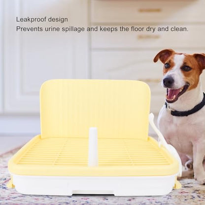 HEEPDD Large Dog Potty Tray, Puppy Potty Training Tray with Leakproof Design Spacious Indoor Dog Toilet for Medium Large Dogs 18.5x14.57x3.15in Pet Toilet with Pillar Structure (Yellow) - size: yellow