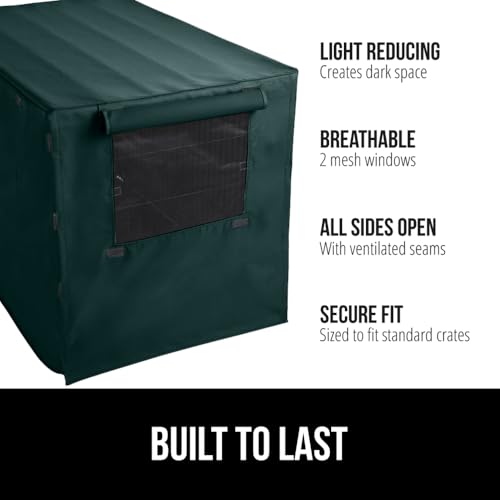 GORILLA GRIP Dog Crate Covers Compatible with Amazon Basics Dog Crates, All Sides Open, Privacy Cover Fits 24" Wire Kennel, Breathable Mesh Windows, Light Reducing Training Cage Topper, Hunter Green - color: Hunter Green, size: 24" X 18" X 20"