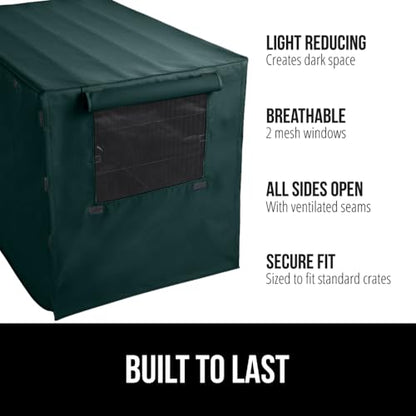 GORILLA GRIP Dog Crate Covers Compatible with Amazon Basics Dog Crates, All Sides Open, Privacy Cover Fits 48" Wire Kennel, Breathable Mesh Windows, Light Reducing Training Cage Topper, Hunter Green - color: Hunter Green, size: 48" X 30" X 33"