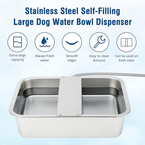 BWOGUE 5 Gal Automatic Dog Water Dispenser for Large Dogs Stainless Steel Outdoor Water Bowl Large Breed Self Filling Dog Waterer Feeder for Dogs Cat Chicken Livestock - size: 5 Gal