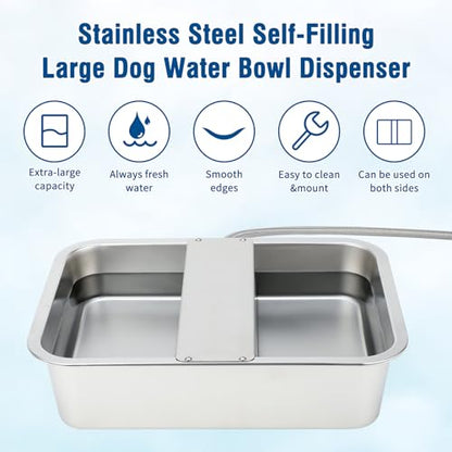 BWOGUE 5 Gal Automatic Dog Water Dispenser for Large Dogs Stainless Steel Outdoor Water Bowl Large Breed Self Filling Dog Waterer Feeder for Dogs Cat Chicken Livestock - size: 5 Gal