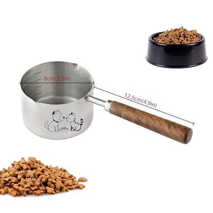 1 Cup Dog Cat Food Scoop, OHOLA Stainless Steel Dog Food Measuring Cup, Precision Scale Measurements (Stylish Pattern)
