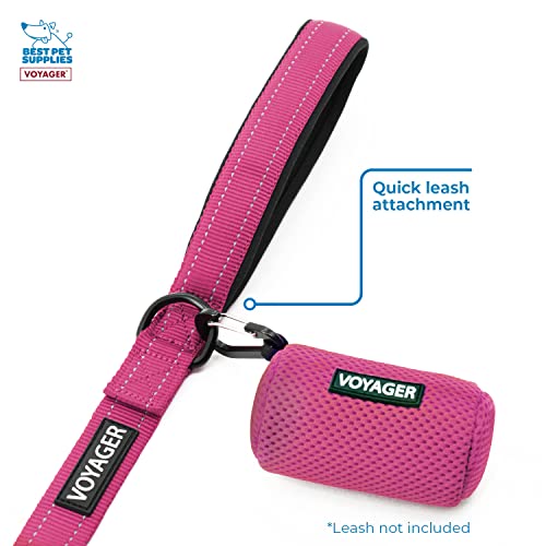Best Pet Supplies 강아지 배변 봉투 홀더 목줄 부착물, 가방 15개, 푸시아, 여행, 산책, 공원 및 실외 사용을 위한 재사용 가능한 메시 디스펜서 파우치, 클립온으로 부드럽고 내구성이 뛰어납니다(3팩) - color: 메시 (푸시아), size: 1개(3개입)