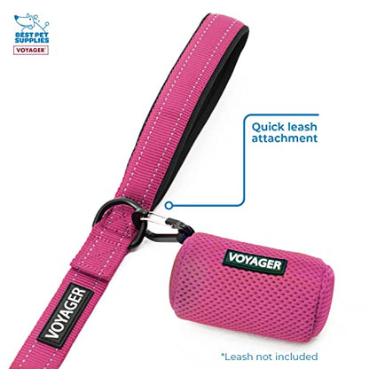 Best Pet Supplies 강아지 배변 봉투 홀더 목줄 부착물, 가방 15개, 푸시아, 여행, 산책, 공원 및 실외 사용을 위한 재사용 가능한 메시 디스펜서 파우치, 클립온으로 부드럽고 내구성이 뛰어납니다(3팩) - color: 메시 (푸시아), size: 1개(3개입)