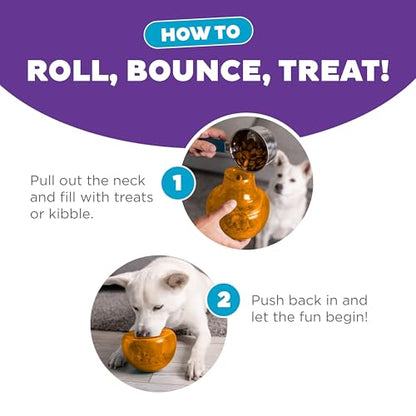 Outward Hound by Planet Dog Snoop Dog Toy – Treat‑Dispenser Puzzle Ball, Interactive Slow Feeder, Medium to Large Dogs, Bouncy & Mint-Infused, Orange, 5" - color: Orange