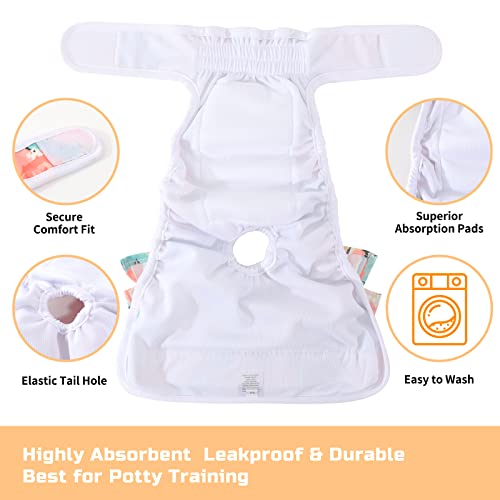 Washable Dog Diapers Female 3 Pack Reusable Premium Highly Absorbent Doggie Diapers, Flexible Puppy Diapers, Durable Leak-Proof Dog Diapers for Period Heat Incontinence Potty Training, L - size: Large