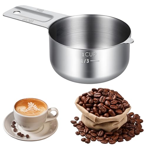 1/2 Cup Single Measuring Cup, Stainless Steel Measure Cups, Engraved Marking Single Measuring Scoop, Metal Measure Cups for Kitchen (120 ml | 4 oz | 120 cc)
