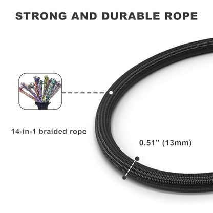 Rope Dog Leash with Two Handles, 6 Foot Heavy Duty Dog Leash with Aviation Aluminum Auto Locking Carabiner, Strong Nylon Pet Lead for Small, Medium, Large Dogs (Black, 6FT-Two Handle) - color: Black, size: 6 Foot Two Handle