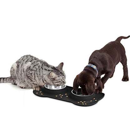AsFrost Dog Food Bowls Stainless Steel & Water Dish with No-Spill and Non-Skid, Feeder Bowls with Dog Food Dish for Small Medium Large Size,Dogs,Cats,Puppy Pets, Black, 12oz - color: Black, size: 1½ Cup/12 oz each