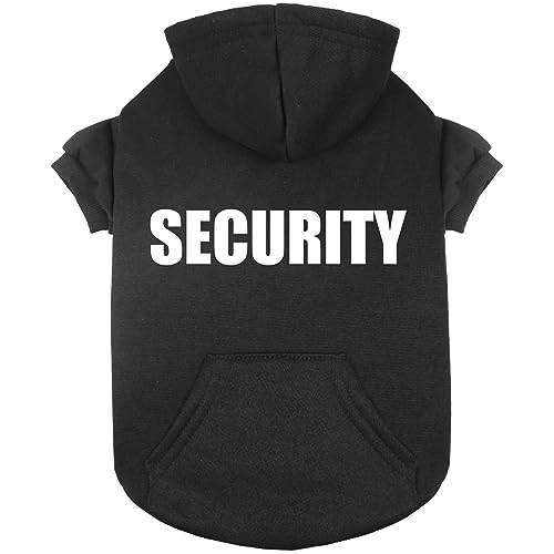 Dog Sweaters for Medium Dogs Security Dog Hoodie Pet Sweater Soft Brushed Fleece Clothes Pet Hoodie Sweatshirt with Pocket(M) - size: Medium
