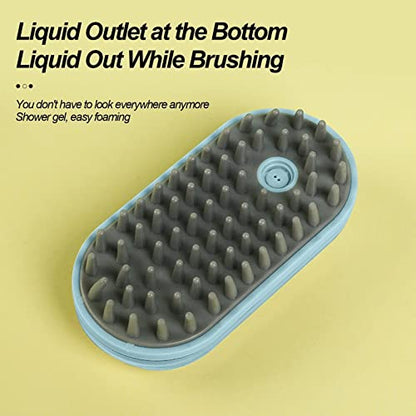 Dog Bath Brush Pet Grooming Soothe Massage With Shampoo Dispenser Soft Silicone Bristle For Short Haired Cat Shower(Blue) - color: Blue