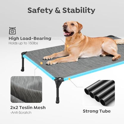 Veehoo 2-Pack Raised Dog Beds - Cooling Portable Pet Cot with No-Slip Feet, Breathable Mesh, Size 42" x 30", Black Silver, CWC1803-L - color: 2Packs- Black Silver, size: 42.0"L x 30.0"W x 7.0"Th