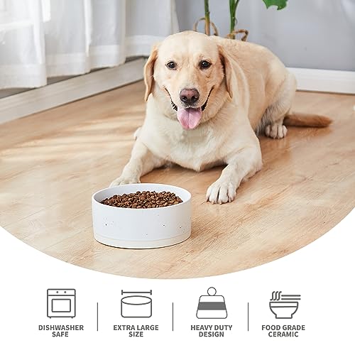Oslo Ceramic Dog Bowl - 6'' Dog Food Water Bowl for Medium and Large Dogs, Heavy Duty Non-Slip Dog Dish, Modern Scandi-Style Stoneware Pet Feeder Bowl, Dishwasher Safe (30Oz, White) - size: 6 inch