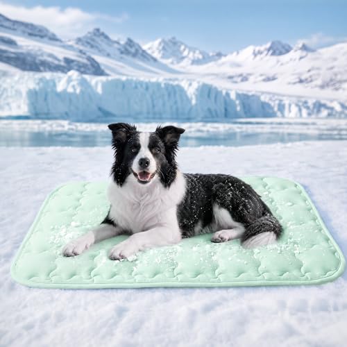 Luciphia Premium Dog Cooling Mat Non-Slip Q-MAX>0.5 Self-Cooling Pad for Large Pet Indoor Portable Kennel Puppy Bed for Couch Summer Crate Pad for Dog Washable Green 40x60 inches - color: Green, size: 40x60 inches