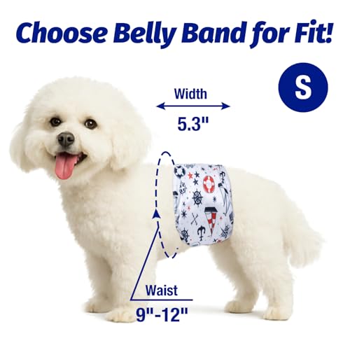 Pet Soft Dog Belly Bands - Washable Dog Diapers Belly Band for Male Dogs, Reusable Male Dogs Wraps 3pack for Doggy Puppy (Sailor, S) - size: Small (9''-12'')