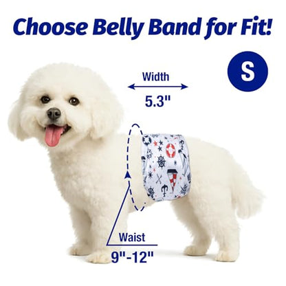 Pet Soft Dog Belly Bands - Washable Dog Diapers Belly Band for Male Dogs, Reusable Male Dogs Wraps 3pack for Doggy Puppy (Sailor, S) - size: Small (9''-12'')