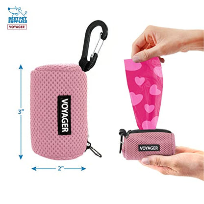 Best Pet Supplies 2팩 강아지 배변 봉투 홀더 목줄 부착물, 색상, 여행, 산책, 공원 및 실외 사용을 위한 재사용 가능한 메시 디스펜서 파우치, 클립온으로 부드럽고 내구성이 뛰어난 - 메시 핑크 - color: 메시 (핑크), size: 1개 (2팩)