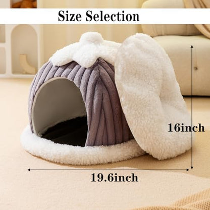 Cat Cave Bed for Indoor Cat - Cat Cave Beds with Machine Washable Slip Resistant Bottom,Kitten Bed,Pumpkin Cat Beds
