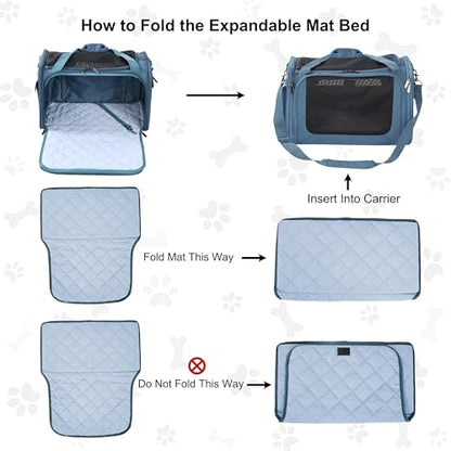 EliteField Deluxe Soft-Sided Pet Carrier (3 Year Warranty, Airline Approved), Travel Bag for Dogs, Cats & Small Pets, with Expandable Mat - color: Blue Gray, size: Medium: 18"L x 11"W x 11"H