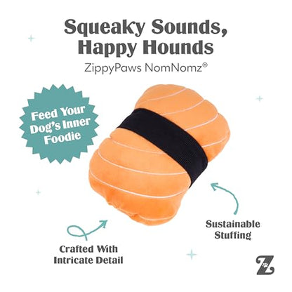 ZippyPaws NomNomz - Dog Squeaky Toys to Keep Them Busy, Funny Food Plush for Small & Medium Dogs, Cute Stuffed Puppy Toy, Pet Products, Gift for Dogs of All Breeds, Soft and Cuddly - Sushi - color: Sushi
