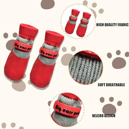 Anti Slip Dog Socks Boots, Dog Shoes for Paw Protection, Red, 16.5-27.5 lb - color: Red, size: 16.5-27.5 lb