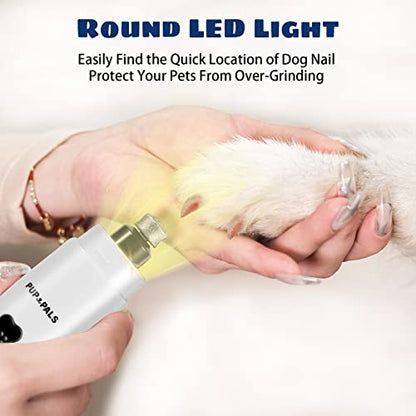 Upgrade Dog Nail Grinder with 5 LED Shadow Free Light, Dog Nail Trimmer Protect Pet Paws from Over Grinding with 2 Speed Super Power Motor, with one aditional Concave-Shaped Replacement Head - color: Grinder+1 Head