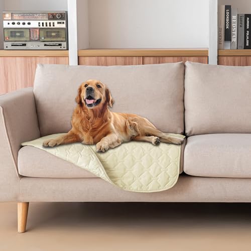 gogobunny 100% Double-Sided Waterproof Dog Bed Cover Pet Blanket Sofa Couch Furniture Protector for Puppy Large Dog Cat, Reversible (30x30 Inch (Pack of 1), Dark Cream/Light Cream) - color: Dark Cream/Light Cream, size: 30x30 Inch (Pack of 1)
