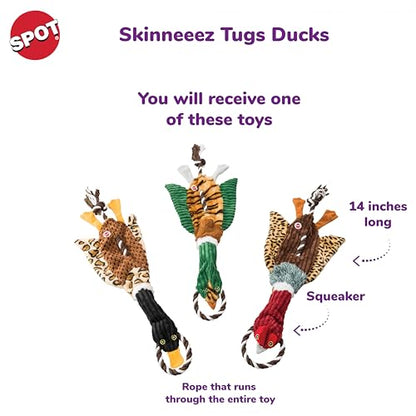 SPOT Ducks Mini Skinneeez Tugs Stuffingless Dog Toy, 14", 1Piece/ Style May Vary, Assorted (54181) (Pack of 2) - size: 14" (Pack of 2)