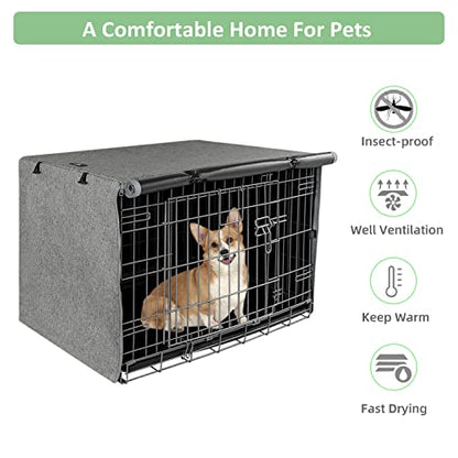 X-ZONE PET Double Door Dog Crate Cover - Polyester Pet Kennel Cover Fits 30 inches Wire Crate Grey - color: Grey, size: 30.0"L x 19.0"W x 21.0"H