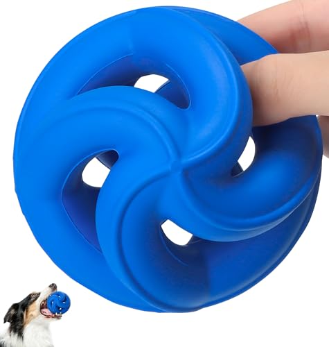 Natural Rubber Indestructible Dog Toys, Durable Dog Chew Toys for Aggressive Chewers - Non-Toxic, Dishwasher Safe, Interactive Dog Toys for Medium Large Breed Dogs, Fetch Training, 4", Navy - color: Navy