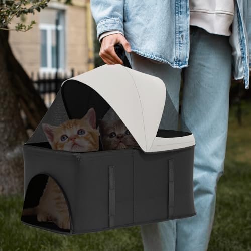 Magshion Foldable Pet Stroller, 3-in-1 Dog Travel Jogger with Detachable Carrier, Cup Holder, Storage Basket, Folding Carrier for Small/Medium Dogs & Cats Up to 33 lbs, Black - color: Black, style: Up to 33 lbs