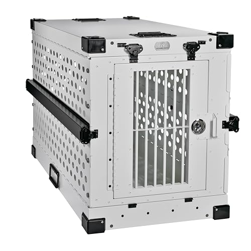 K9 Kennel Boss Aluminum Collapsible Dog Crate, Heavy Duty Folding Kennel - Medium (White) - color: White, size: 34.6"L x 25.2"W x 28.9"H