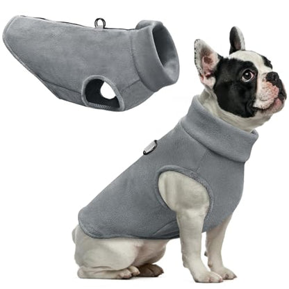 Idepet Dog Fleece Vest Sweater Zip Up Warm Pullover Dogs Jacket with D-Ring Leash Winter Cold Weater Coat Pet Sweatershirt Clothes Hoodie for Small Medium Dogs Boy Girl (Gray, XS) - color: Gray, size: XS