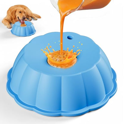Dog Lick Bowl Ball Slow Feeder, Licking Bowl for Liquid Treat with Rolling Spin Sphere Roller Licker, Non-Slip 4/5 Cup Slow Feeder Bowl for Dietary Supplement/Post-op Nutrition (Blue) - color: Blue